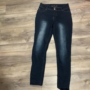 Liquid dark denim jeans. Size 7/8 tall. Stretchy. Fadden thigh design.